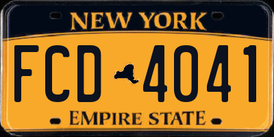 NY license plate FCD4041