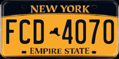 NY license plate FCD4070
