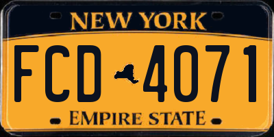 NY license plate FCD4071