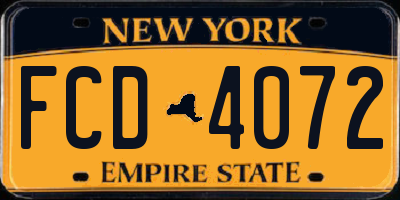 NY license plate FCD4072