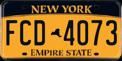 NY license plate FCD4073