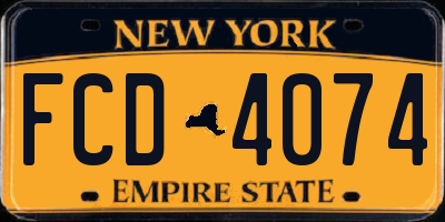 NY license plate FCD4074