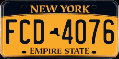 NY license plate FCD4076