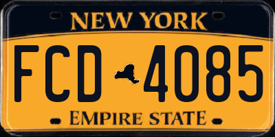 NY license plate FCD4085