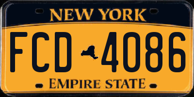 NY license plate FCD4086