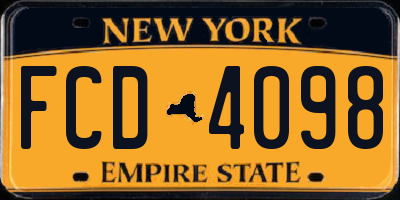 NY license plate FCD4098
