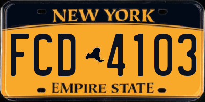 NY license plate FCD4103