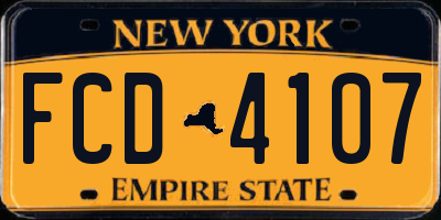 NY license plate FCD4107