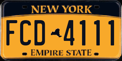 NY license plate FCD4111