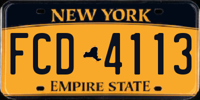 NY license plate FCD4113