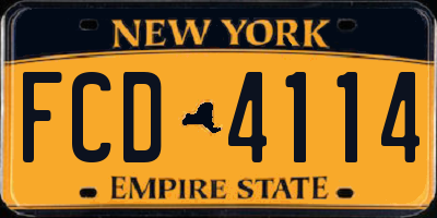 NY license plate FCD4114