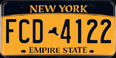 NY license plate FCD4122