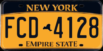 NY license plate FCD4128