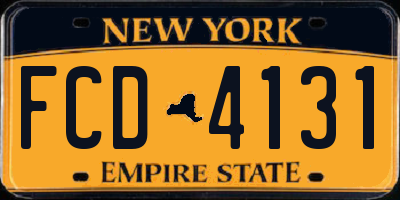 NY license plate FCD4131