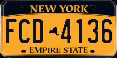NY license plate FCD4136