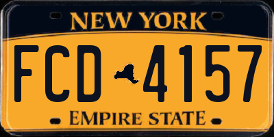NY license plate FCD4157