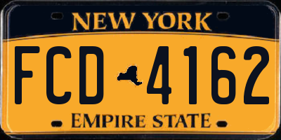 NY license plate FCD4162