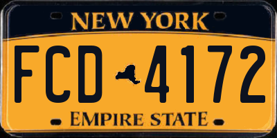NY license plate FCD4172