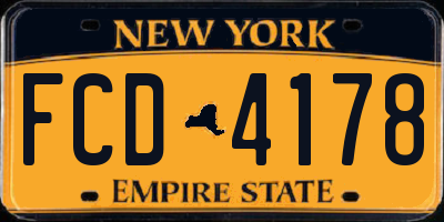 NY license plate FCD4178