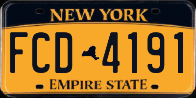 NY license plate FCD4191