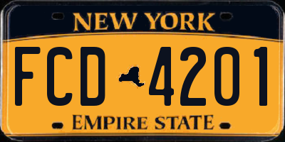 NY license plate FCD4201