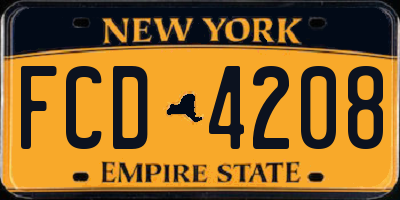 NY license plate FCD4208
