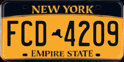 NY license plate FCD4209
