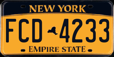 NY license plate FCD4233