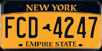 NY license plate FCD4247