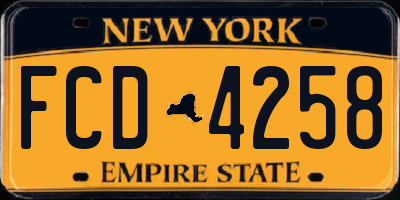 NY license plate FCD4258
