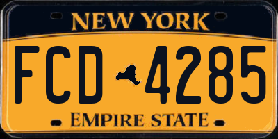 NY license plate FCD4285