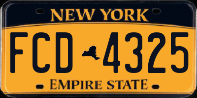 NY license plate FCD4325
