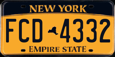 NY license plate FCD4332