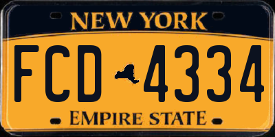 NY license plate FCD4334