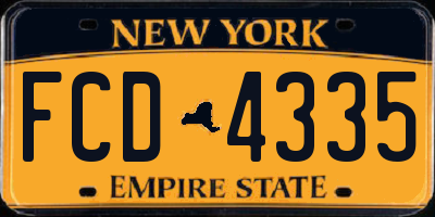 NY license plate FCD4335