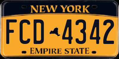 NY license plate FCD4342