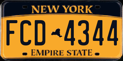NY license plate FCD4344