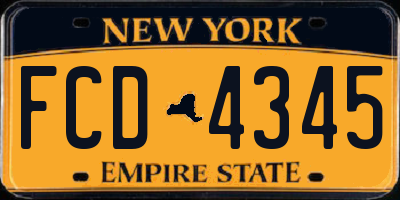 NY license plate FCD4345