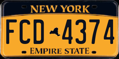 NY license plate FCD4374