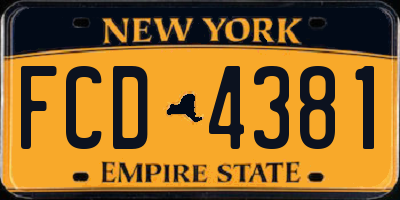 NY license plate FCD4381