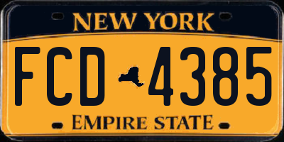 NY license plate FCD4385