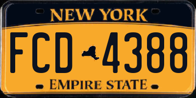 NY license plate FCD4388