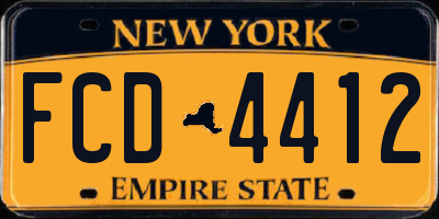 NY license plate FCD4412