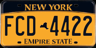 NY license plate FCD4422