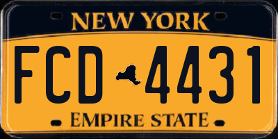 NY license plate FCD4431