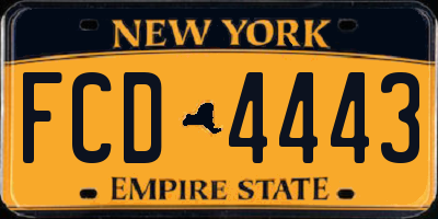 NY license plate FCD4443
