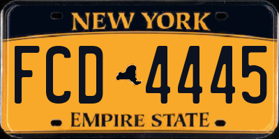 NY license plate FCD4445