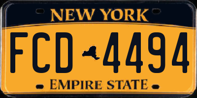 NY license plate FCD4494
