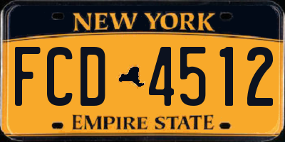 NY license plate FCD4512