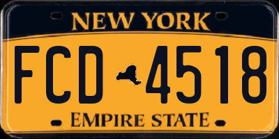 NY license plate FCD4518